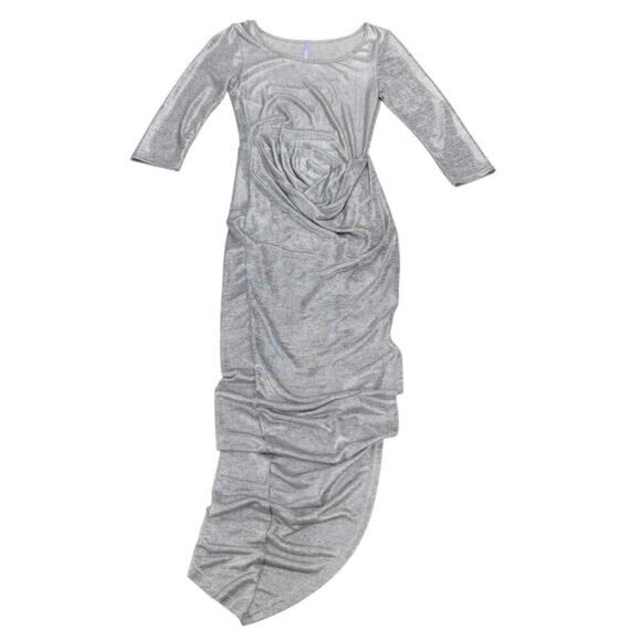 LULUS Metallic Mood Silver Dress Sz Small - Picture 4 of 8